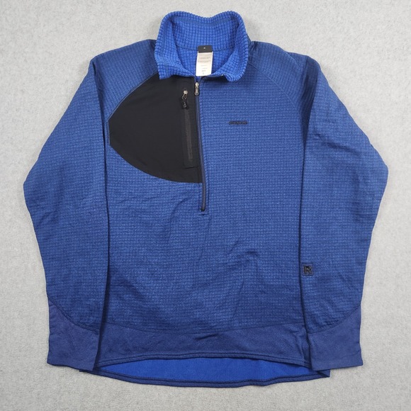 Vintage Patagonia R1 Flash Pullover Mens Large Blue Black 1/2 Zip Hiking USA - Picture 2 of 12